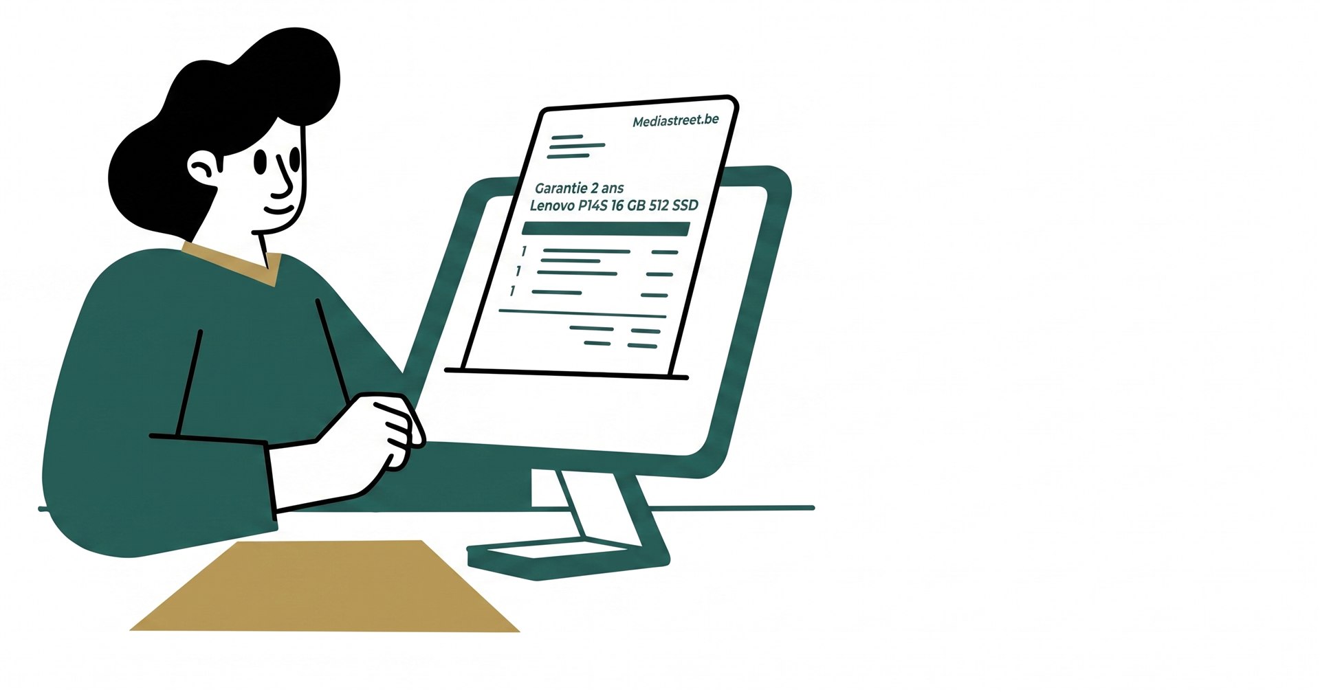 Une cliente consulte la fiche de contrôle d’un ordinateur MediaStreet